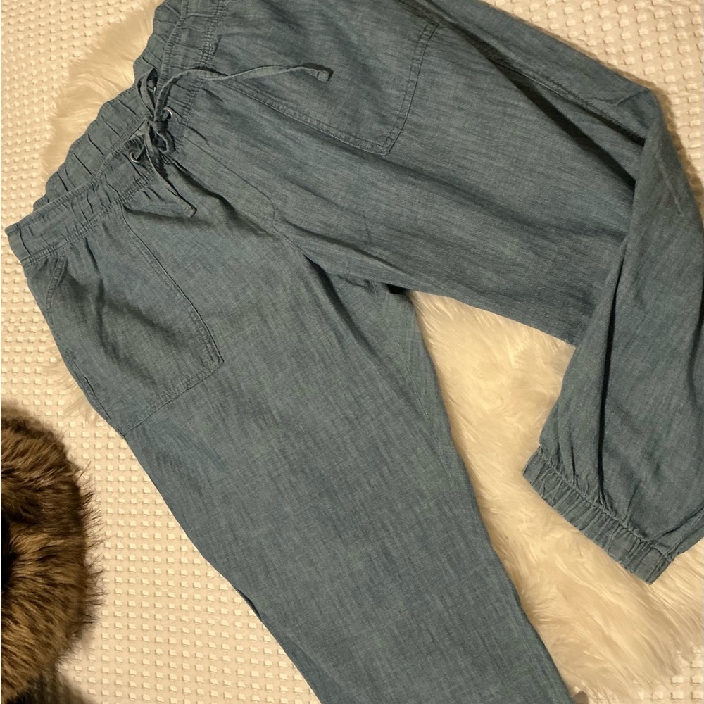 Gap utility jogger, indigo chambray, Casual Blue Drawstring Pants NWT XXL